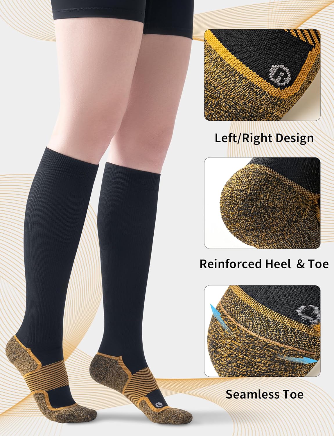 Medical Copper Compression Socks 20-30 mmHg for Women & Men (2 Pairs) - Knee High Graduated Compression for Circulation, Swelling, Odor Control, Athletic, Travel, Flying