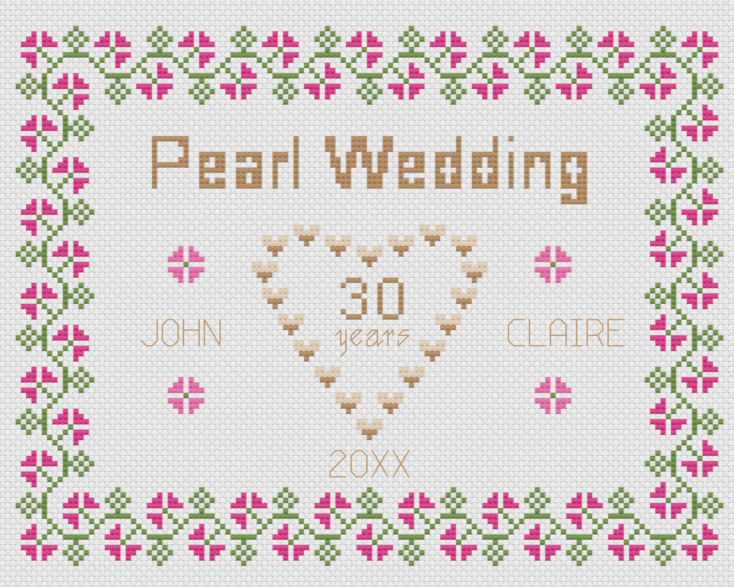 Florashell Needlecrafts Clear Pearl Wedding Anniversary Cross Stitch Kit