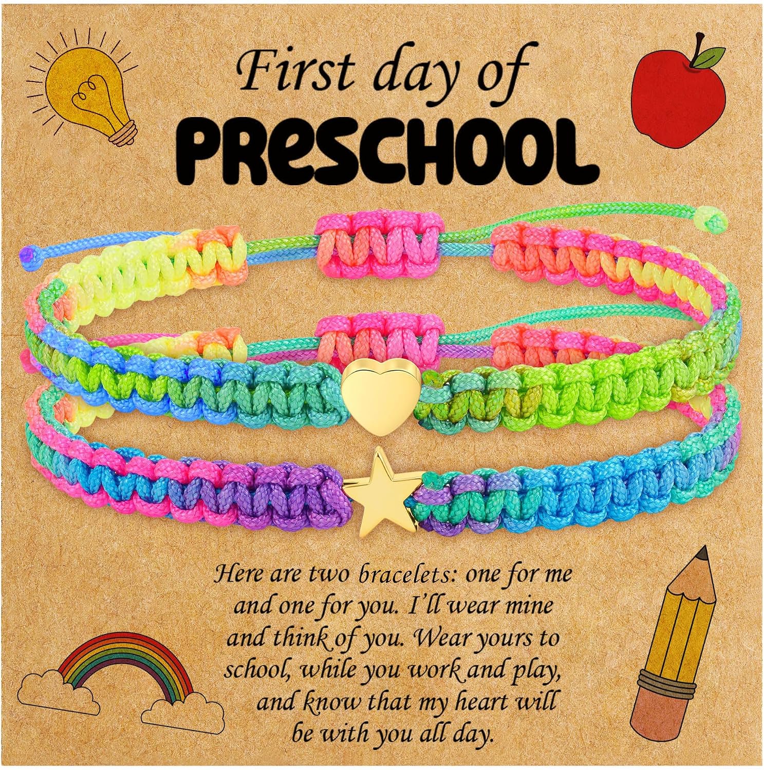 C-leen Back to School Supplies, First Day of Kindergarten Preschool Colorful Beaded Bracelets for Mommy and Me Back to School Stuff Gifts