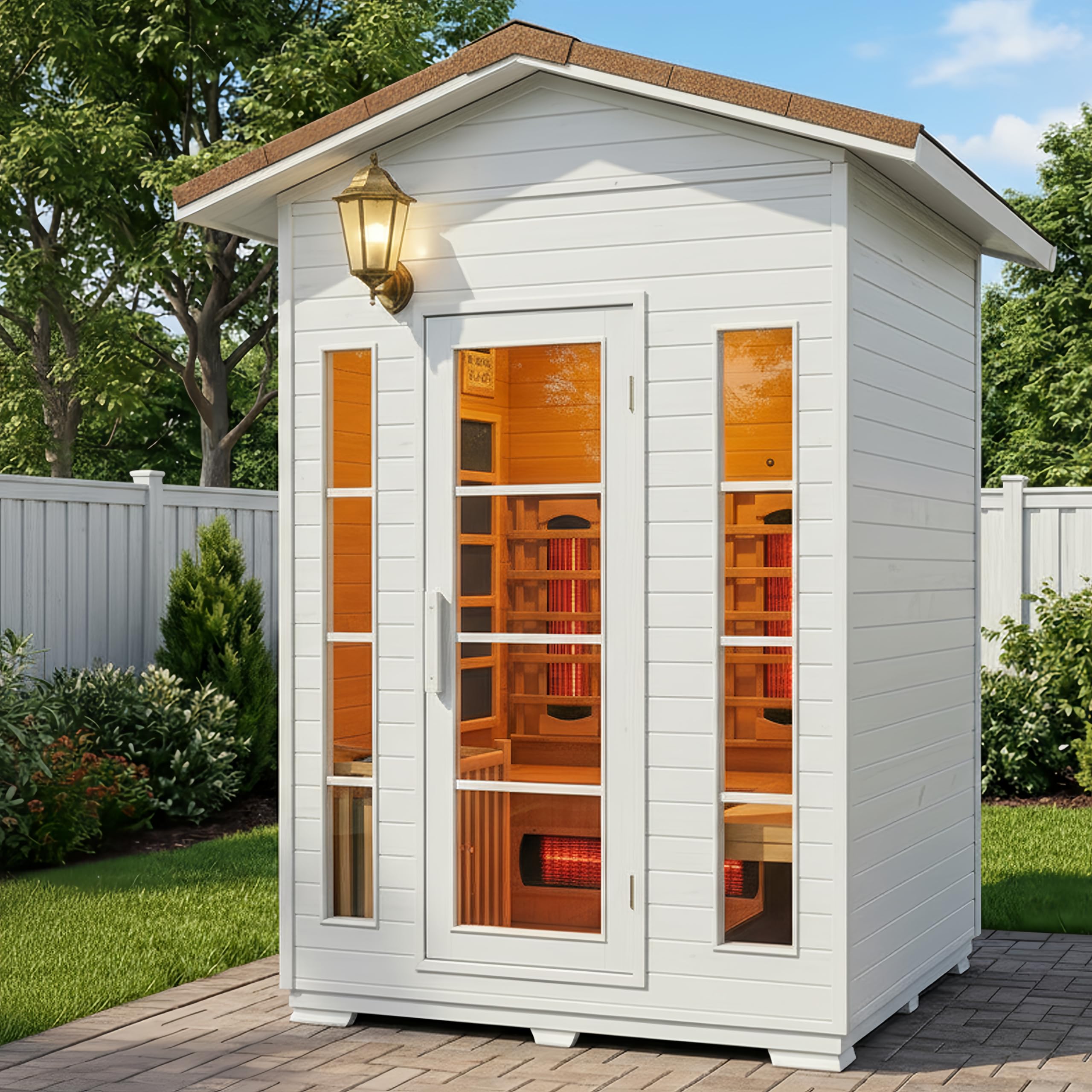 AURGOD 3-Person Canadian Red Cedar Infrared & Steam Sauna –2-in-1 AURGOD 3-Person Canadian Red Cedar Infrared & Steam Sauna –2-in-1