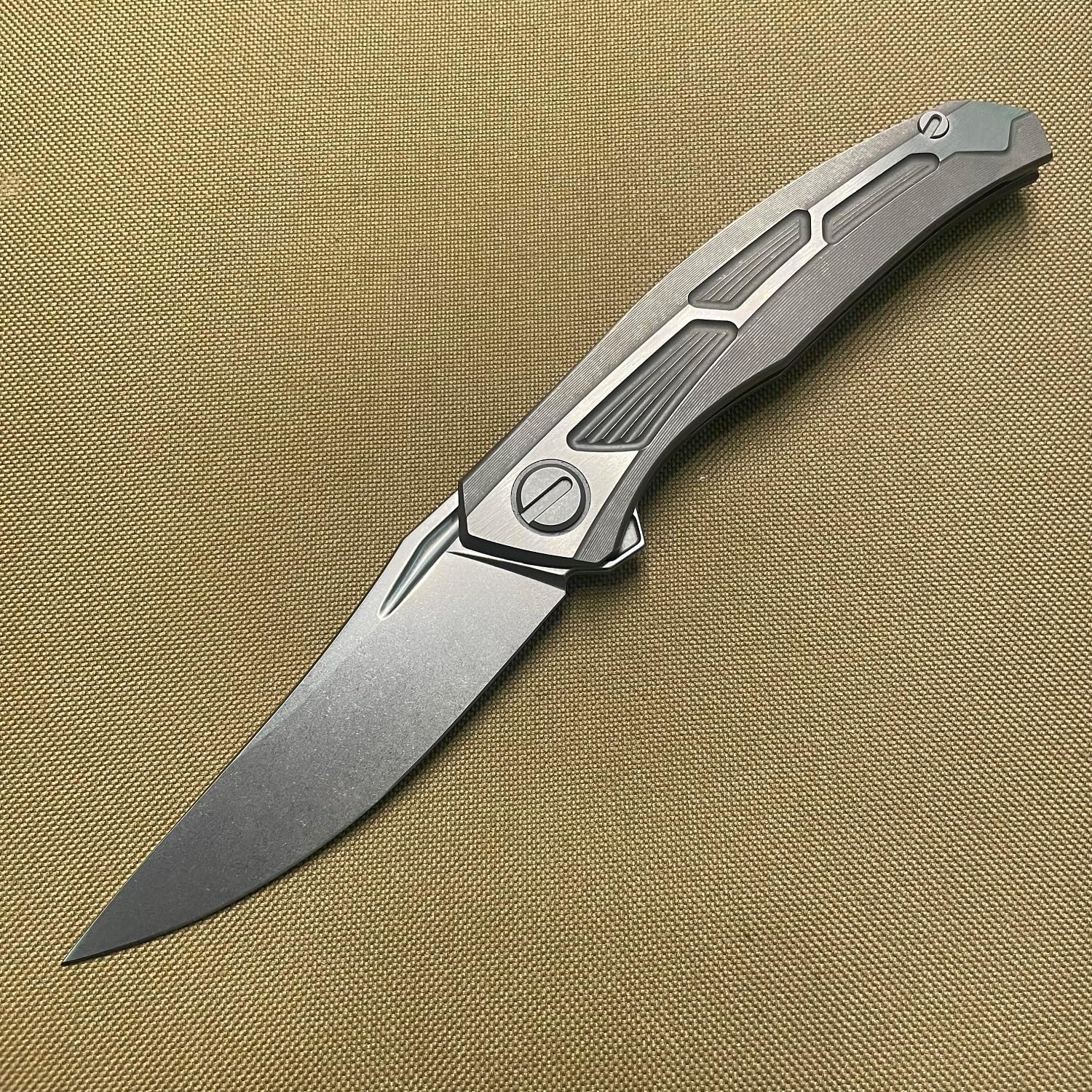 Titanium Pocket knife Customized Folding knives M390 Blade Frame lock with stonewash Titanium Handle