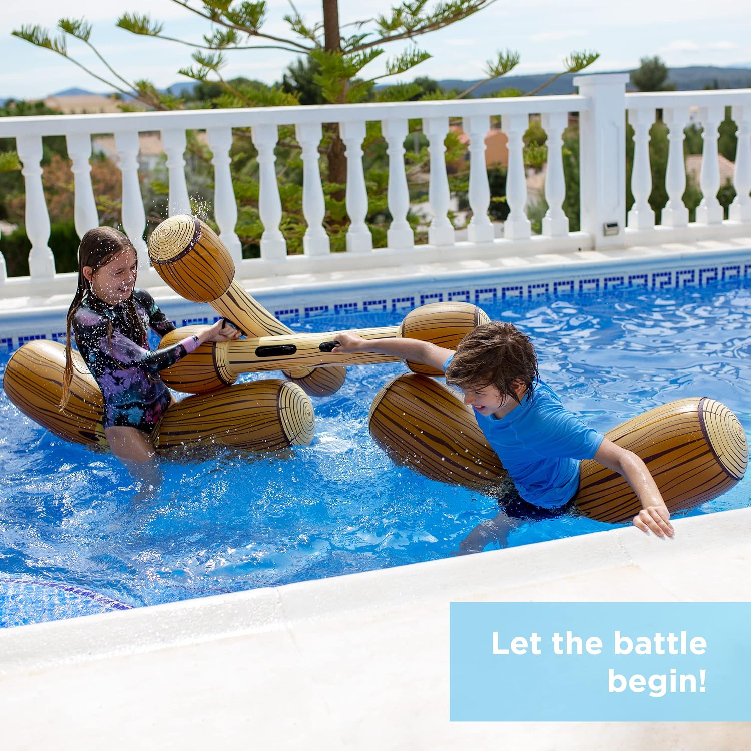 Chuchik Inflatable Raft Pool Games for Kids Ages 8-12 & Adults - Joust Game Inflatable Pool Floats Kids, Pool Toys for Adults and Family - Pool Floaties Toys Water Ride On Battle Logs