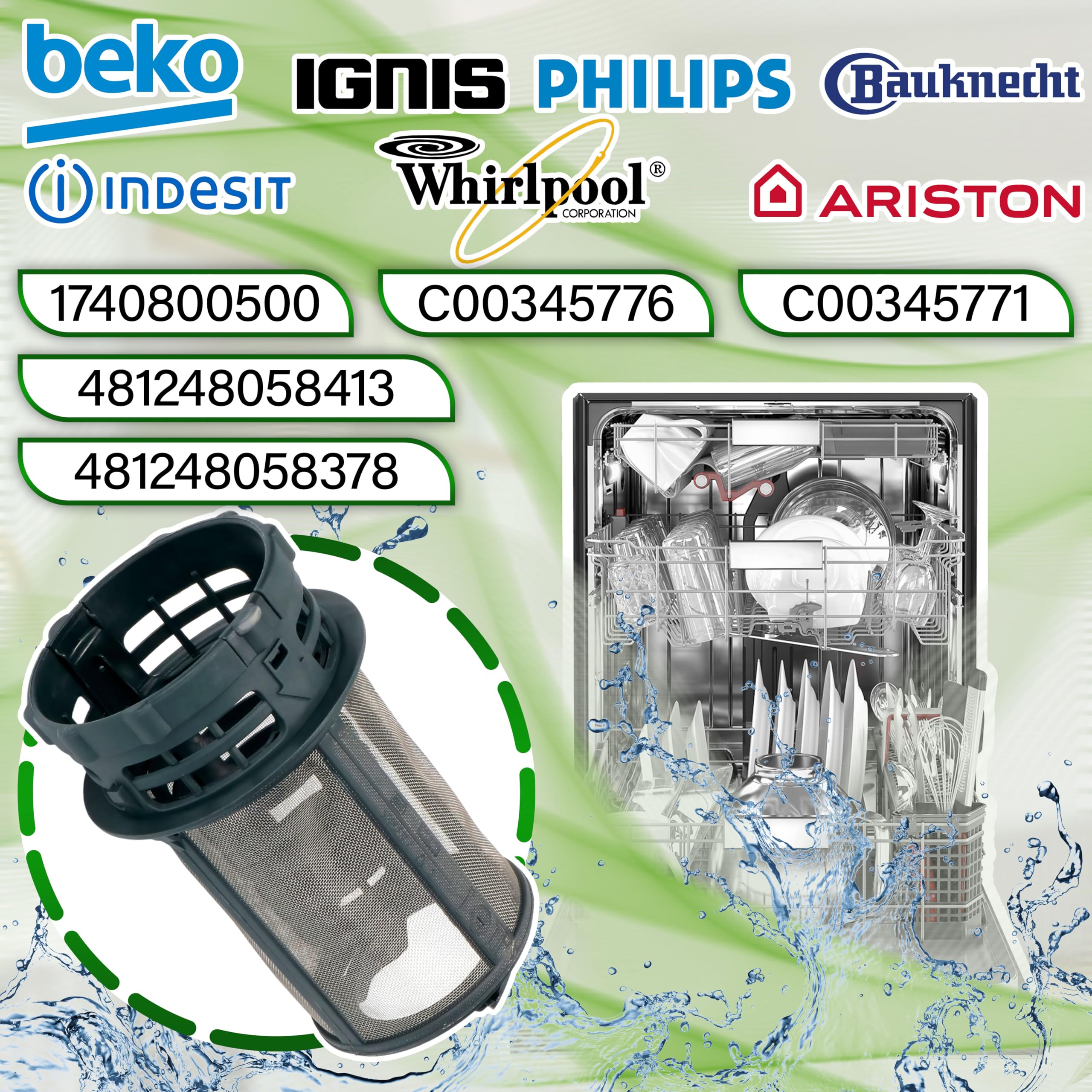 Sitko do zmywarki z oryginalnym kodem 1740800500 dla Beko - 5 lat . ONIX TECH