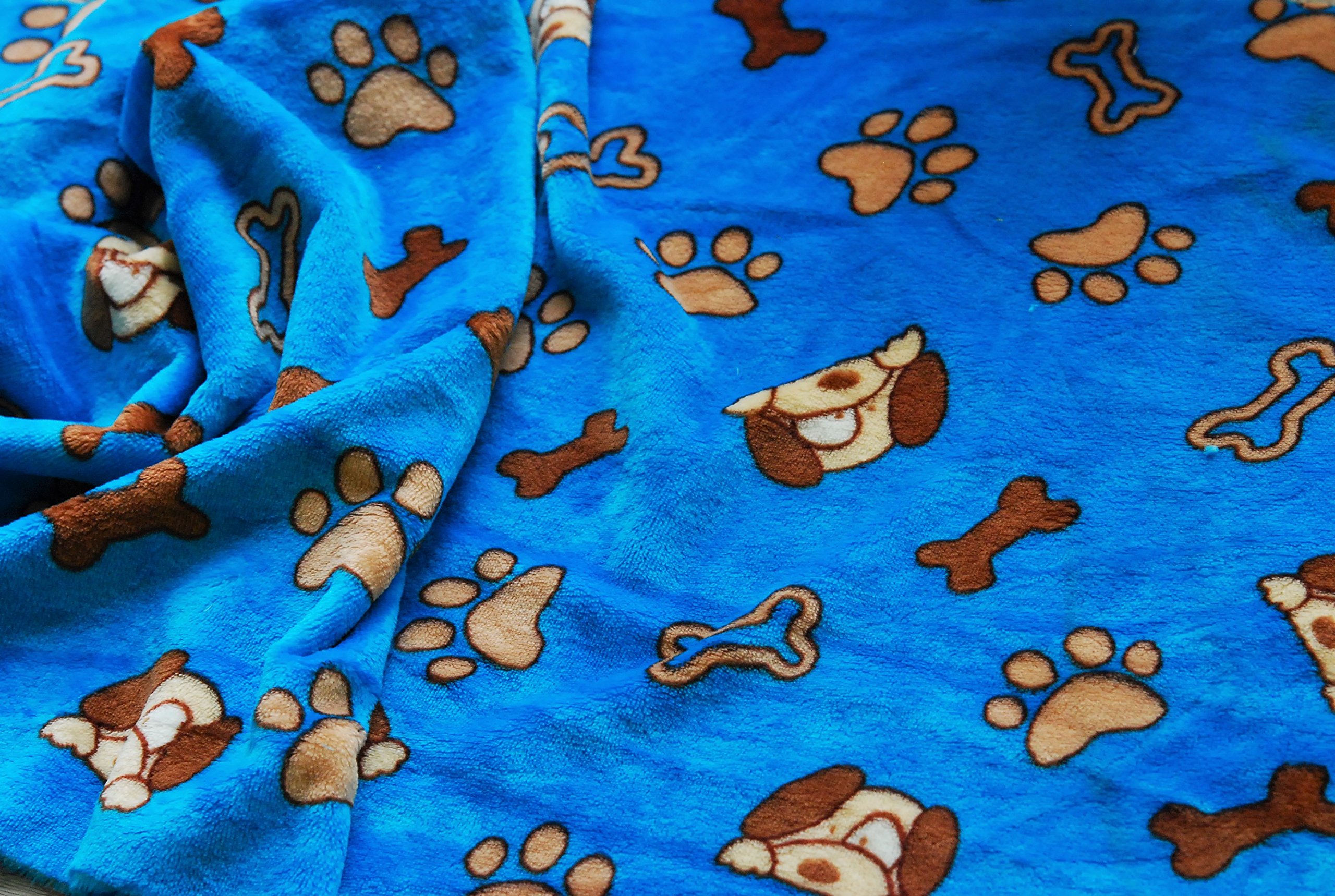 CRS VENDOR LTD. Double Sided Supersoft Cuddlesoft Fleece Fabric Material - DOG & BONE TURQUOISE