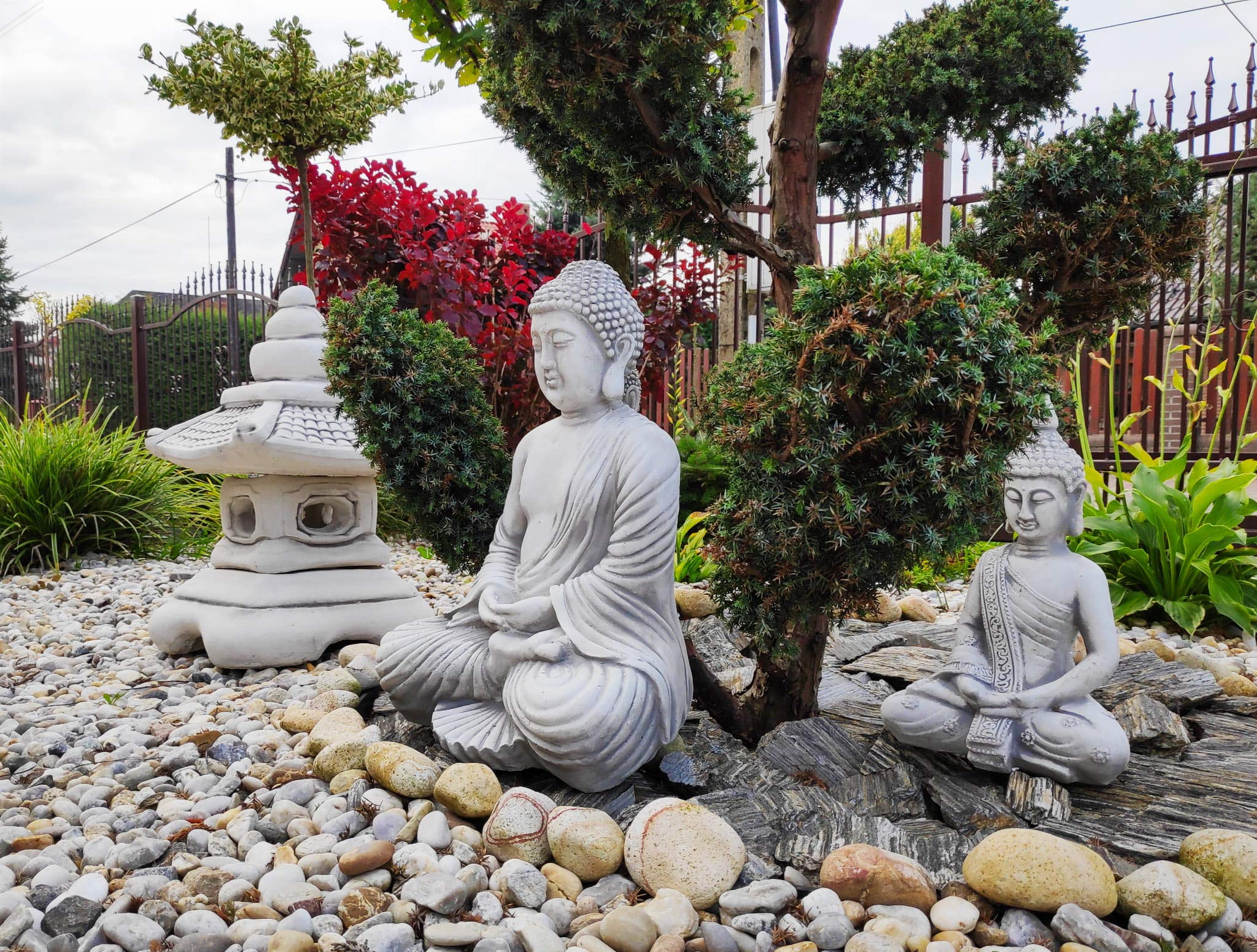 Figurine d'ornement de Jardin en Pierre Statue de Bouddha méditant - Seat Shakyamuni