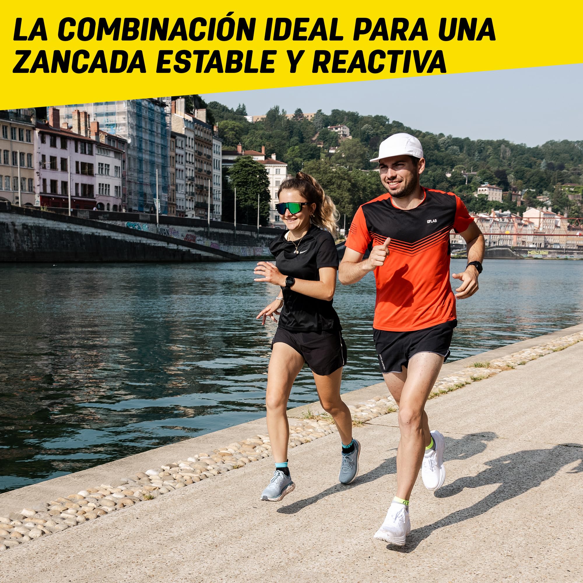 Sidas 2 pares de calcetines Run Feel para correr a pie, 3 bandas de agarre antideslizantes