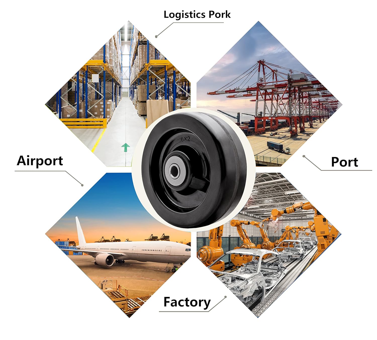 SY America 5"x2" Width 2 Pack Phenolic Wheel w/Rolling Bearing & Steel Bushing 1/2" Axle Diameter Casters Total Capacity 2000 lbs(5 inches Pack of 2)