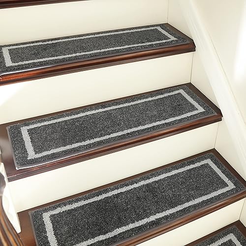 COSY HOMEER Alfombra antideslizante suave de 28 x 9 pulgadas, para interiores en peldaños de madera, alfombras para niños y perros, 100 % poliéster, disponible en Yaxa Peru