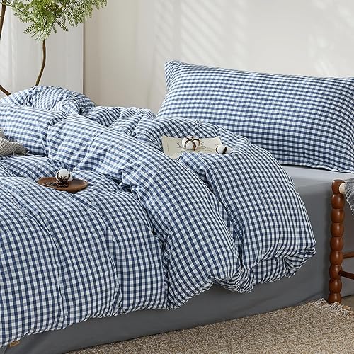 Miniatura 14 de SAPHREAS Juego de funda de edredón tamaño Queen 100% algodón orgánico, ropa de cama suave, funda de edredón con cierre de cremallera y lazos