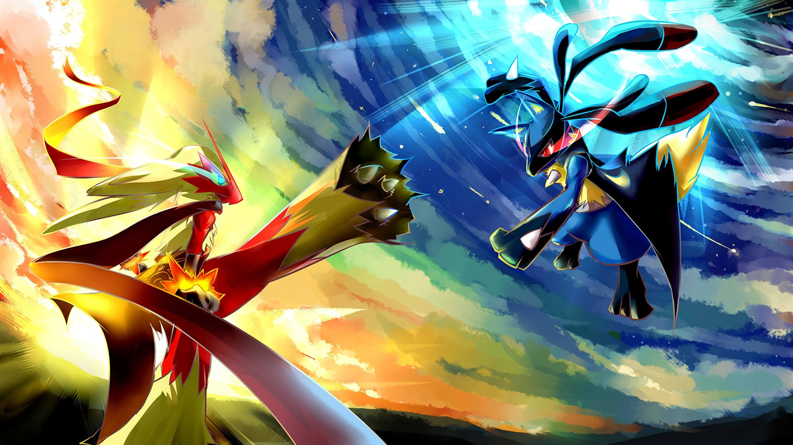 Kundan Store Anime Series Pokemon Lucario Blaziken (Pokémon) Poster, Matte Paper Print, 12*18 Inches Unframed Multi Color Poster