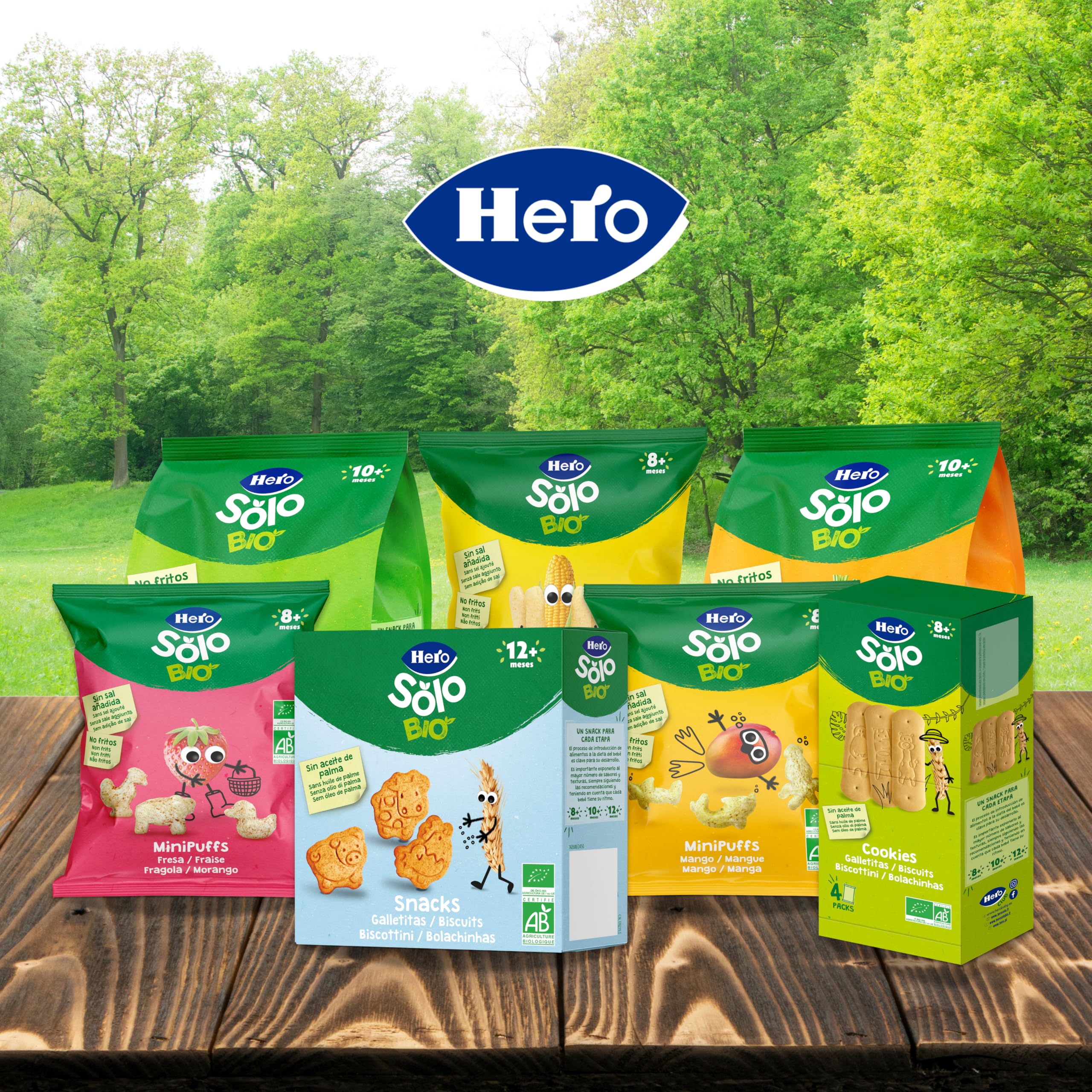 Hero Solo, Pack Galletas Ecológicas Cookie Biscuit, Ingredientes 100% Naturales, Base de Cereales, Harina de Trigo, Sin Aceite de Palma, A Partir de 8 Meses, 160gx6uds, Para Bebés Desde 8 Meses