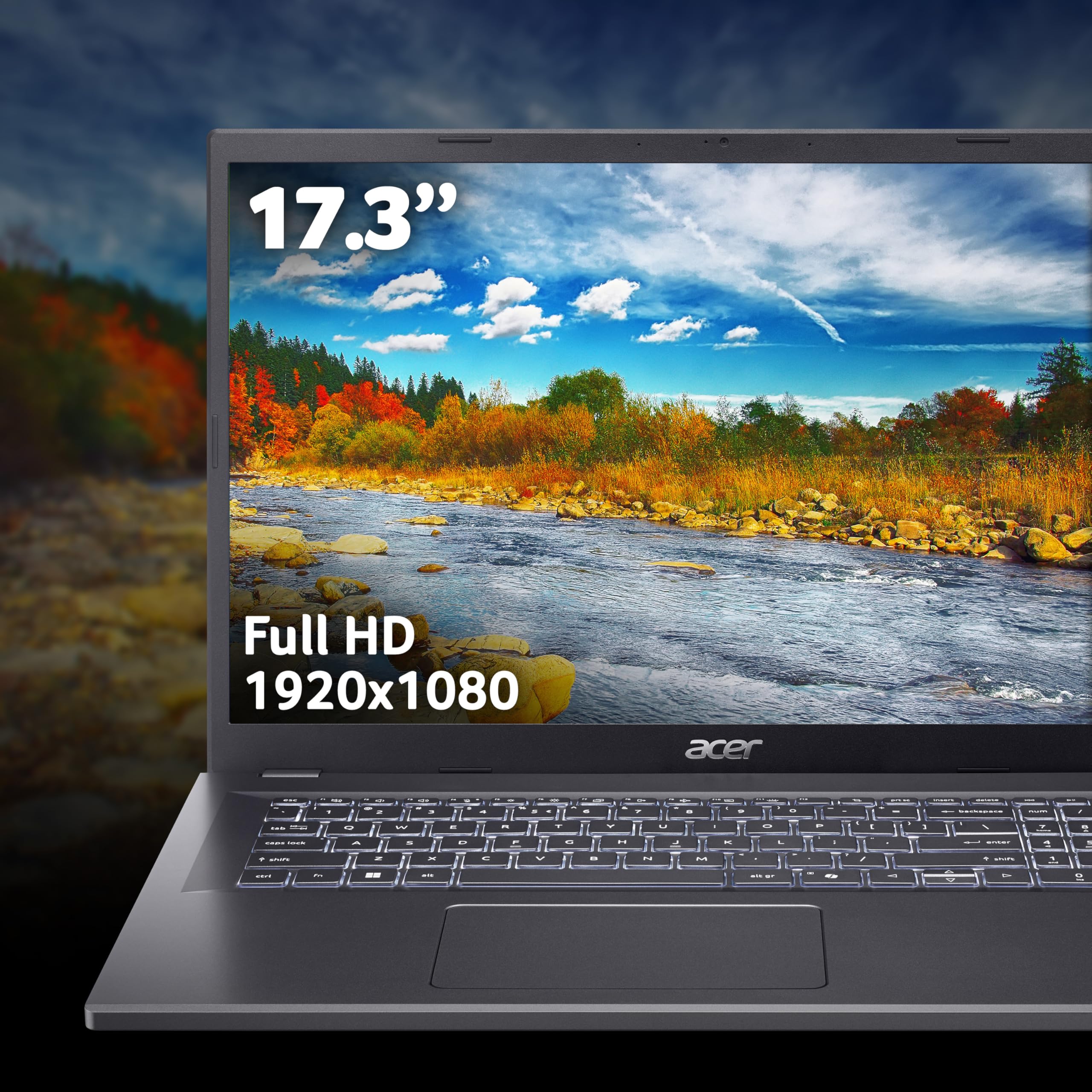 Acer Aspire 17 I Ordinateur Portable I 17.3 Pouces Full HD I Intel Core 7 150U I 32 Go RAM I 1TB SSD I Intel Graphics I Windows 11 Home I Gris I A17-51M