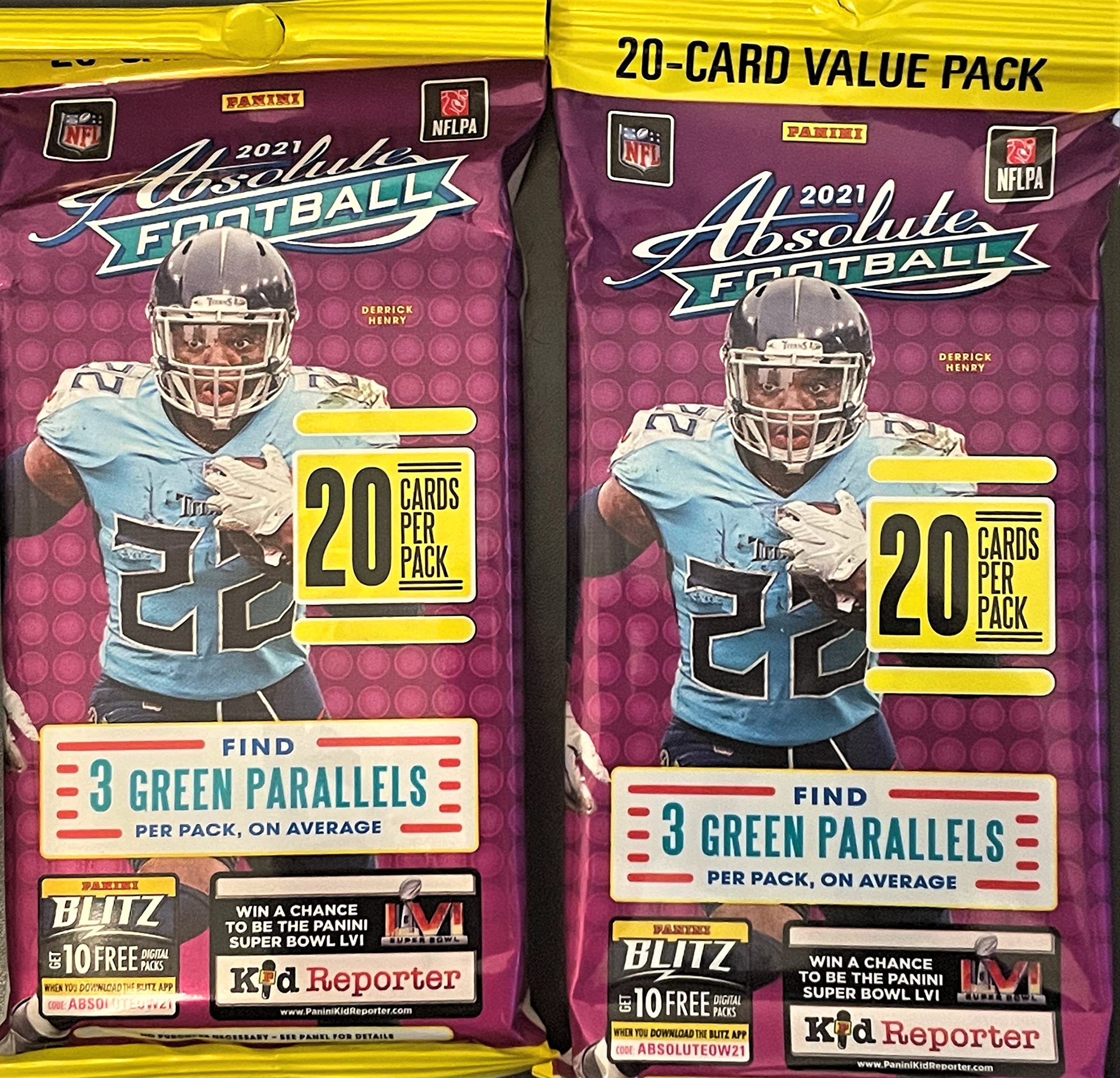 Amazon.com: TWO 2021 Panini ABSOLUTE Exclusive JUMBO Football Card Packs -  3 Green Parallels Per Pack! - Chance for Rare KABOOM Inserts - Includes  Patrick Mahomes Custom Card Shown! : Collectibles & Fine Art