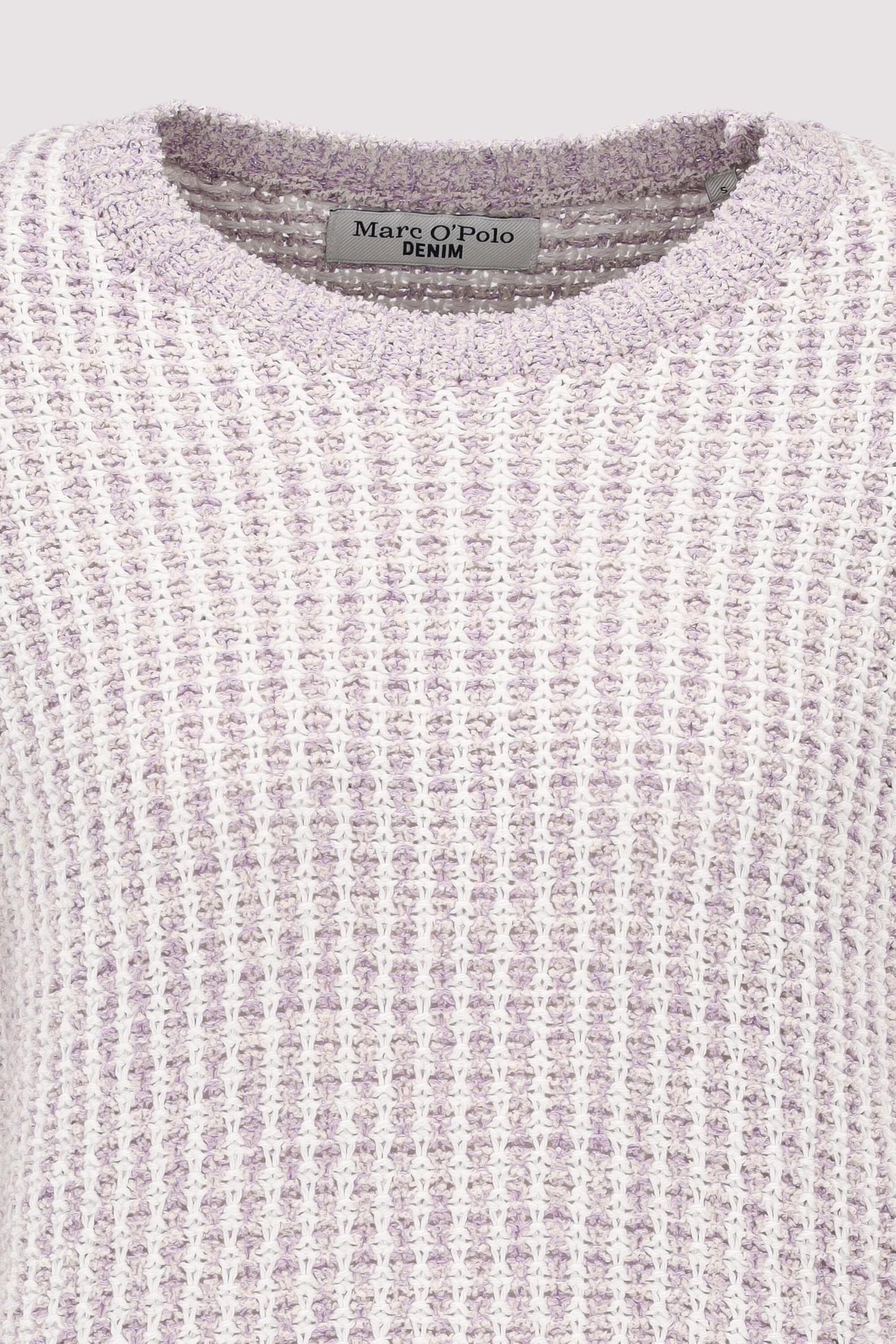 Marc O'Polo Denim Damen Pullover Kurzarm Loose Fit, Lila (Light Purple Multi 01), M