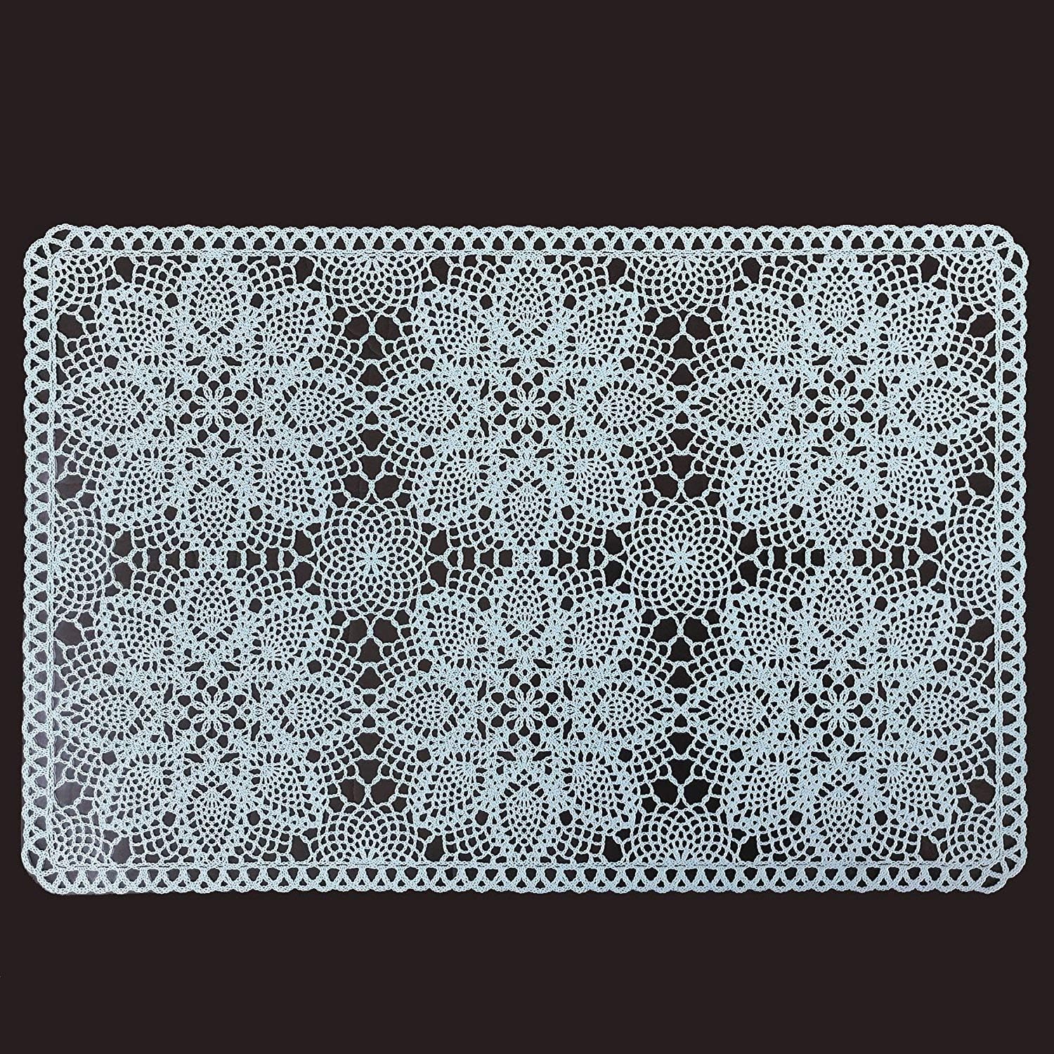Rigid Lace Printed Vinyl Solid Placemats (Gray), Set of 6
