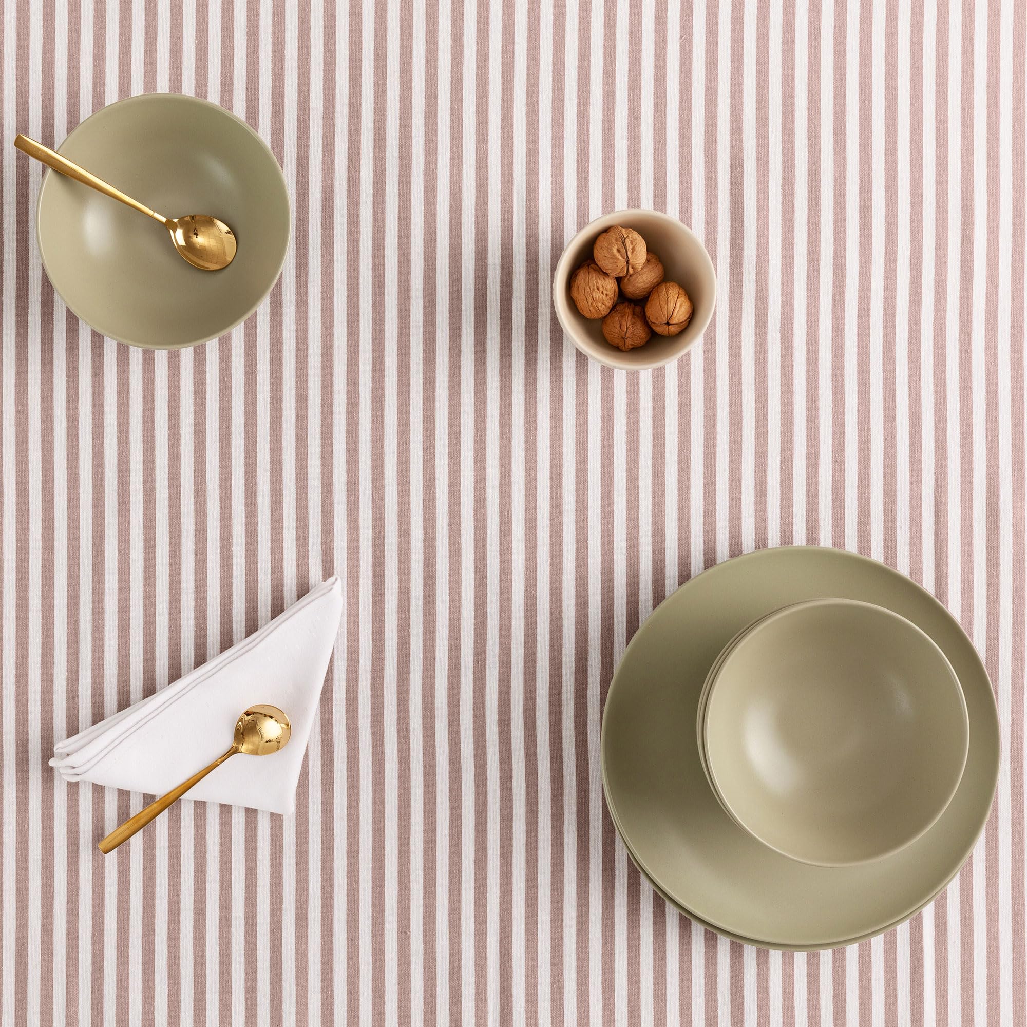 GAMUSI Tablecloth Stain Resistant Rectangular Fabric Cotton Waterproof Salmon Stripes, 160 x 100 cm, 39.4 x 63 inch (Rectangular) - Image 3