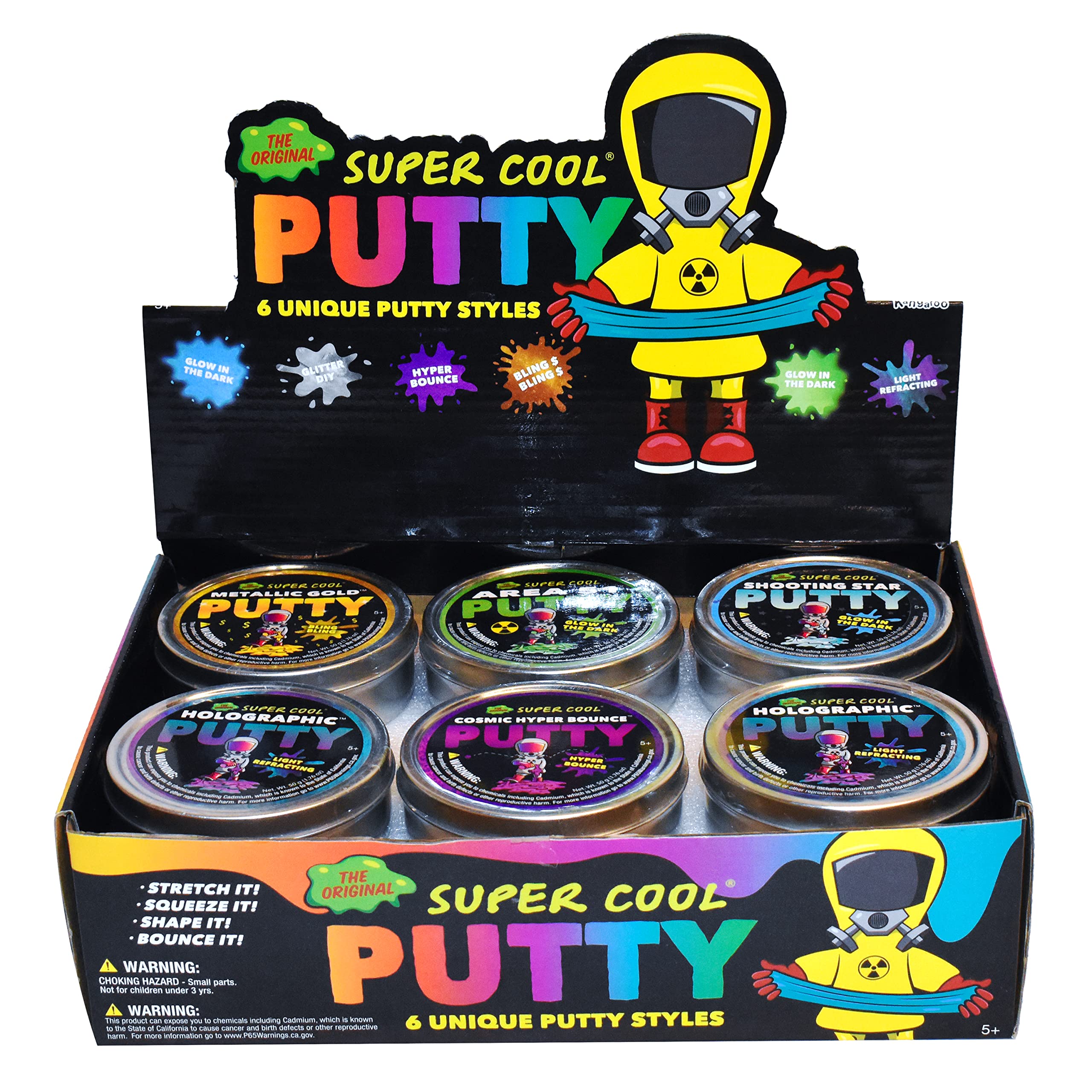 Super Cool Putty 12 Pack - 12 Vibrant and Stretchy Putties That Glow, Bounce, and More, Great for Parties, Gift Bags, Loot Bags