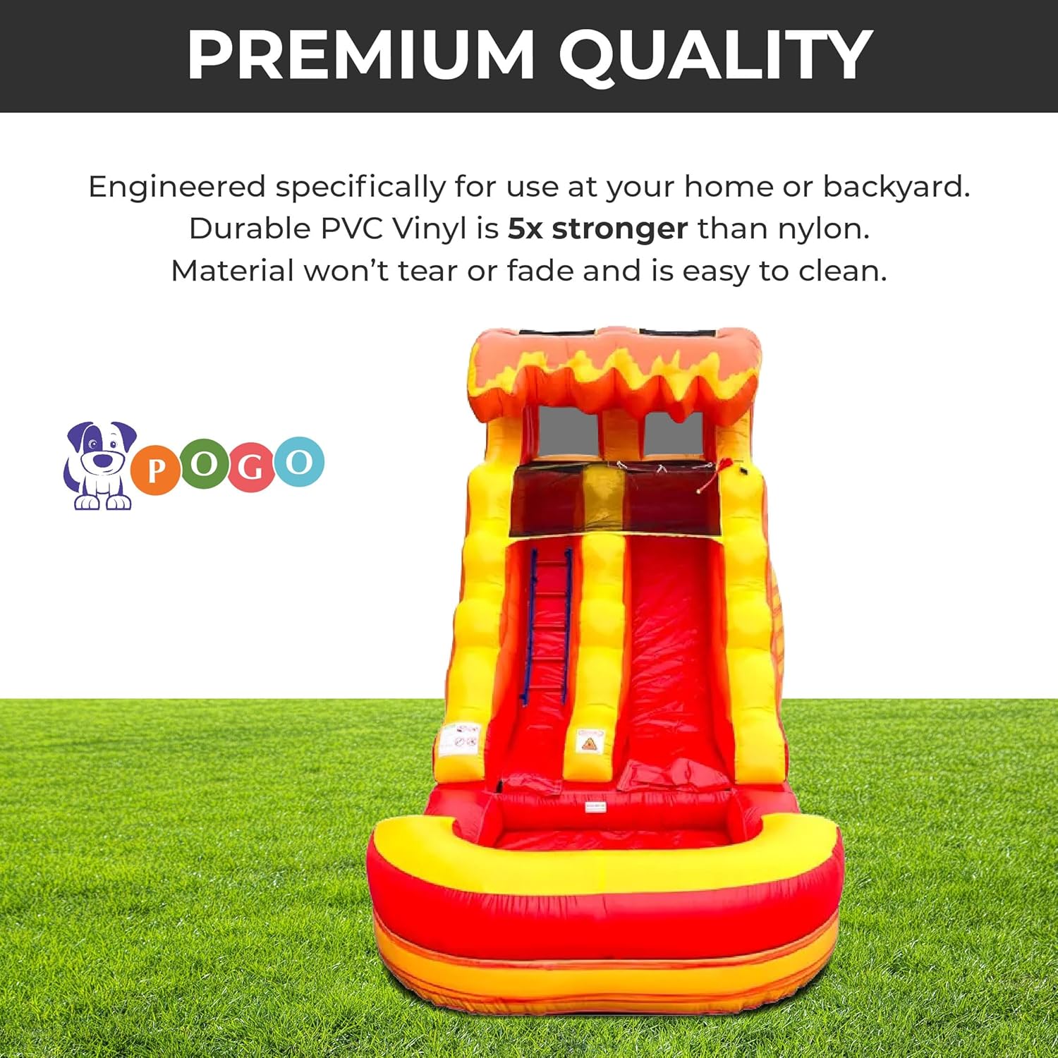 Crossover Inflatable Water Slide for Kids (Without Blower), 21 x 9 x 12 Foot Backyard Inflatable Waterslide, Fire Marble Slide with Splash Pool for Outdoor Summer Fun - 12 Feet Tall