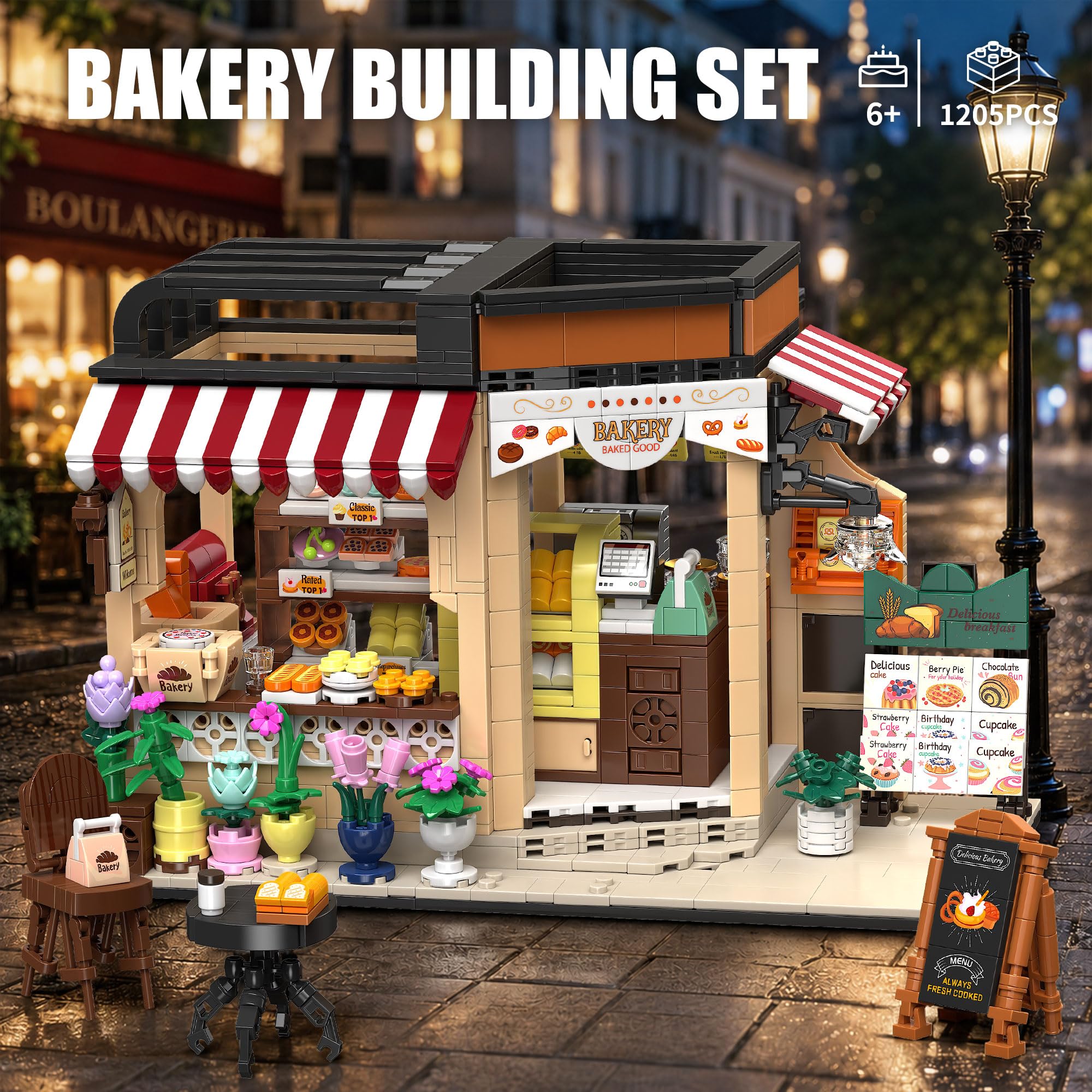 TYCOLE City Baking House Juego de Bloques de Construcción, 1205 Piezas de Juguete de Construcción con Temática de Comida Gourmet, Regalo de Cumpleaños para Niños y Niñas y Adultos de más de 6 Años