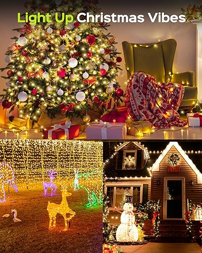 Miniatura 3 de JACKYLED Luces de Navidad de 164 pies, 500 luces LED súper largas para exteriores, impermeables, 8 modos de enchufe, luces de hadas parpadeantes,
