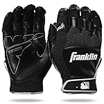 Franklin Sports MLB Baseball Batting Gloves - Shok-Sorb X Batting Gloves for Baseball + Softball - Adult + Youth Padded Non-Sting Pairs - Black/Black - Adult Medium