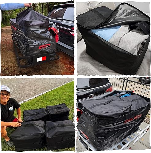Miniatura 5 de Mockins Transportador de carga de enganche de remolque resistente de 48 x 18 x 6 pulgadas y bolsa de carga impermeable de 15 pies cúbicos para