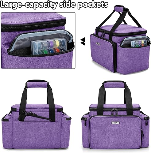 Vista 18 de CURMIO Organizador de accesorios de costura, bolsa de almacenamiento grande de suministros de costura con correa para el hombro para hilo de Gris