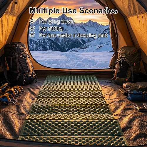 Miniatura 6 de YIKI - Colchoneta de espuma de celda cerrada para campamento, 72.8 x 22 pulgadas, alfombrilla de dormir de espuma plegable ultraligera con capa Verde