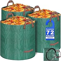 Remiawy 72 Gallon Reusable Yard Waste Bags, 3 Pack Heavy Duty Lawn Leaf Garden Bags with Reinforced Handles - Tear-Resistant Waterproof