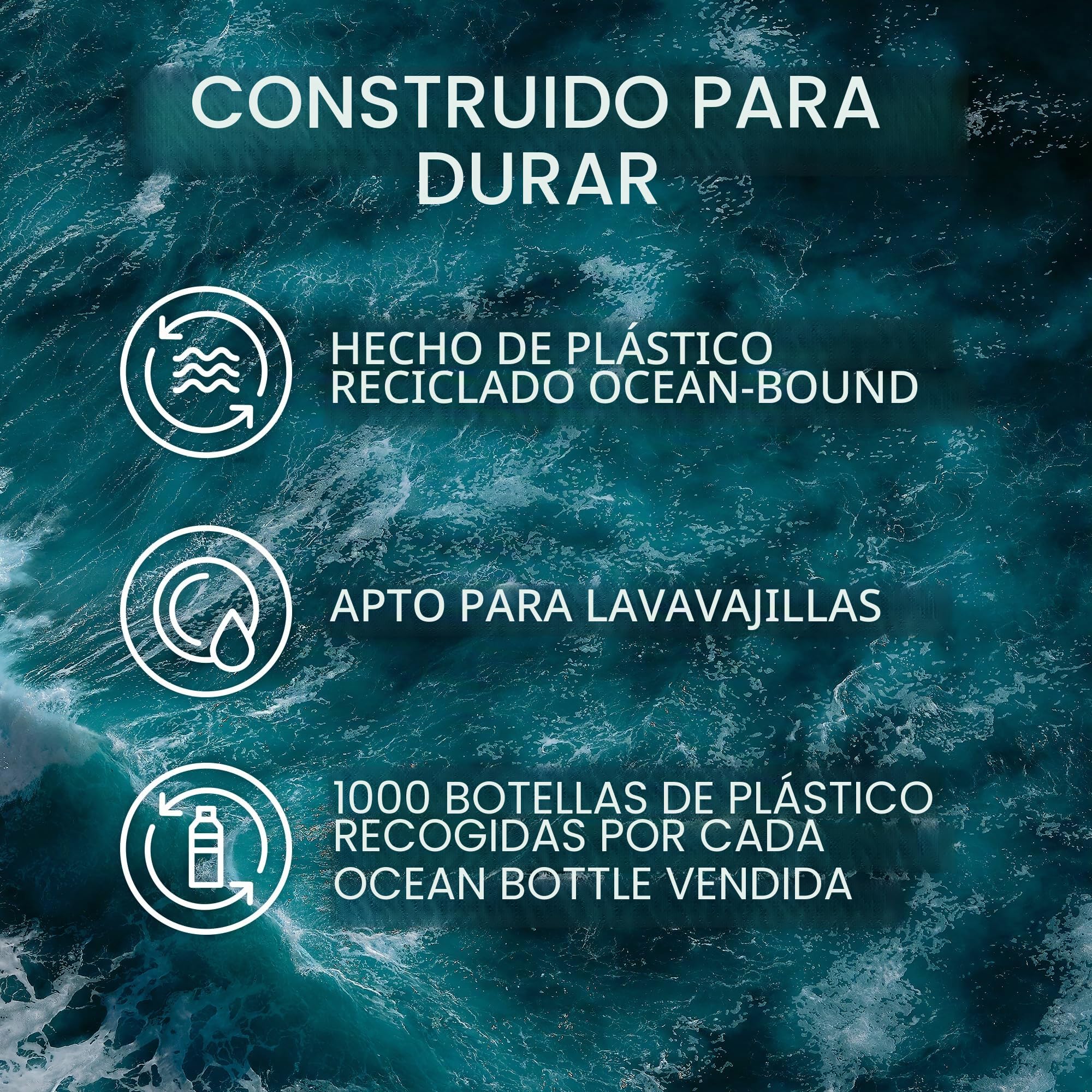 Botella de Agua de 500 ml, ecológica, de Acero Inoxidable, Reutilizable, a Prueba de Fugas, 100% Libre de BPA, Apto para lavavajillas, de Doble Pared, Ocean Blue