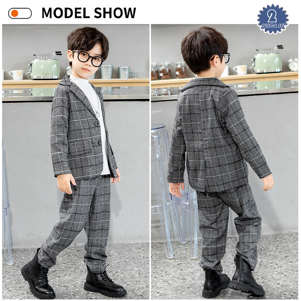 Traje Niños Boda y Ceremonia Vestido Formal Conjunto de Dos Piezas Blazer y Pantalones de Primavera y Otoño