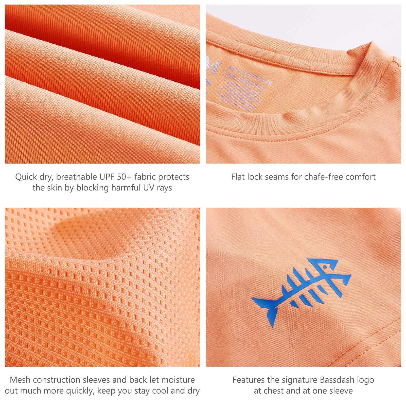 Bassdash - Maglietta da Uomo, con Protezione Solare UPF 50+, Maglietta a Maniche Corte da Pesca