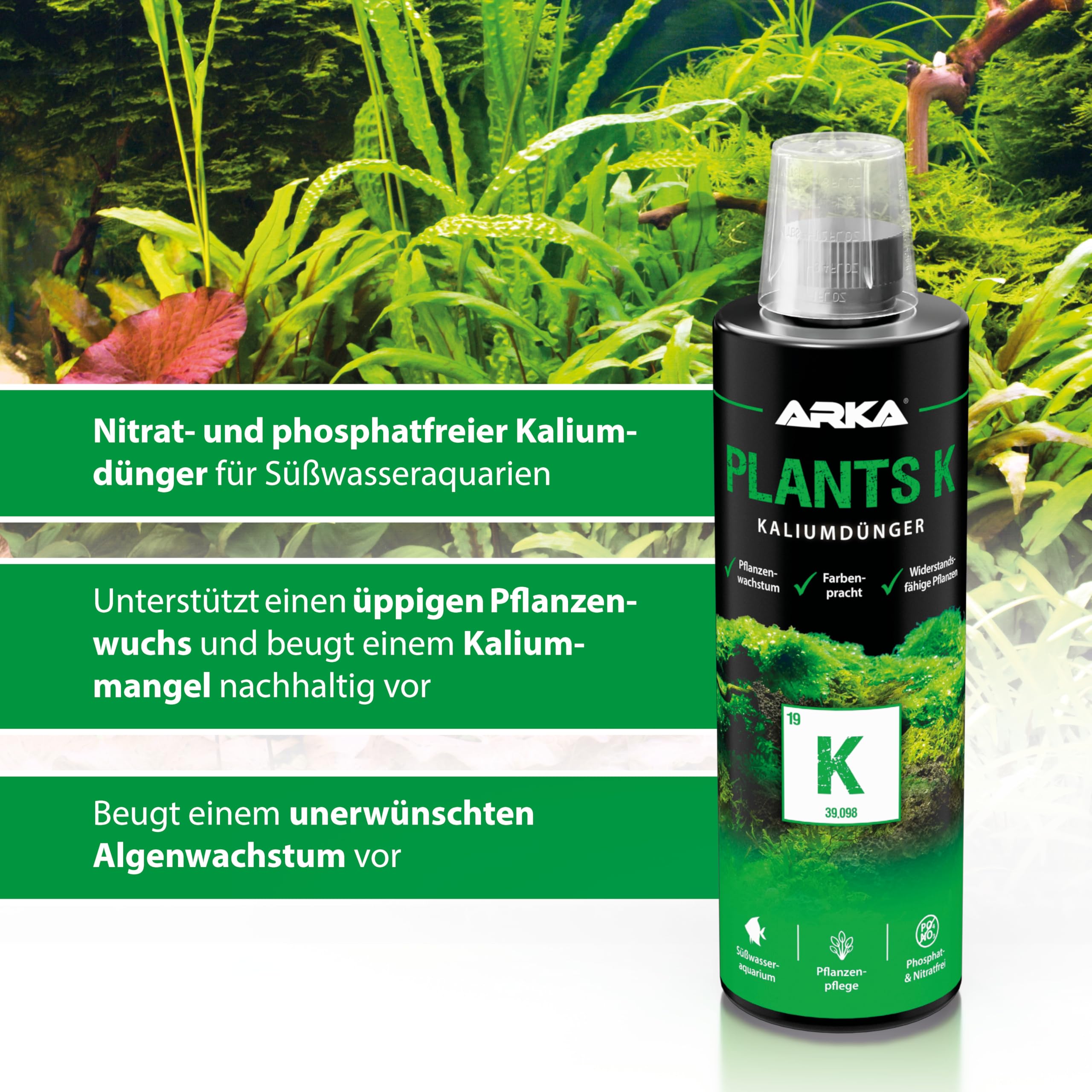 Kalium Aquarium Dnger 473 ml  nitrat- und phosphatfreier Makrodnger fr  Wasserpflanzen  fr krftigen Wuchs, Aquascaping & stabile Nhrstoffwerte   ARKA Plants K : Amazon.de: Haustier