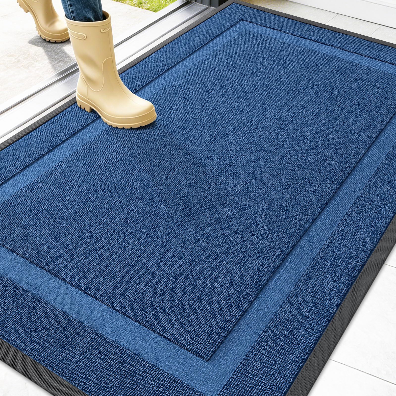 OLANLY Front Door Mat Outside 47x32, All-Season Heavy-Duty Rubber Doormat