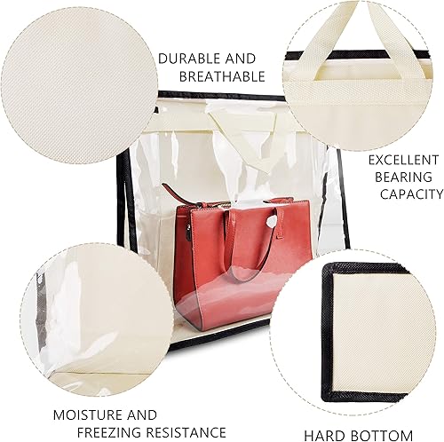 Miniatura 5 de Vercord Bolsa de PVC transparente sin polvo, bolsa de almacenamiento a prueba de humedad, organizador con asa y cremallera, soporte para ahorrar