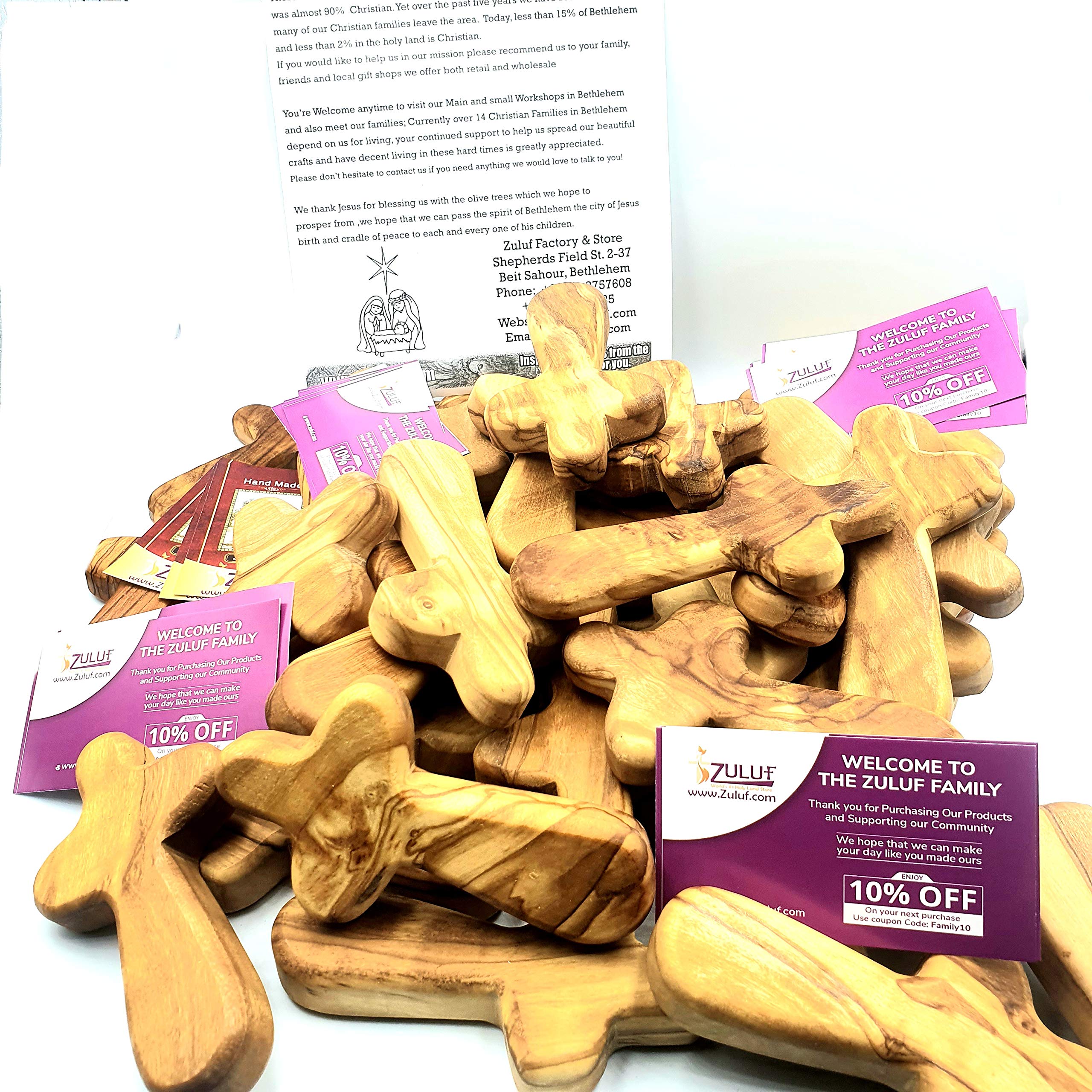 Snapklik.com : 25 Olive Wood Holding Hand Palm Comfort Crosses ...