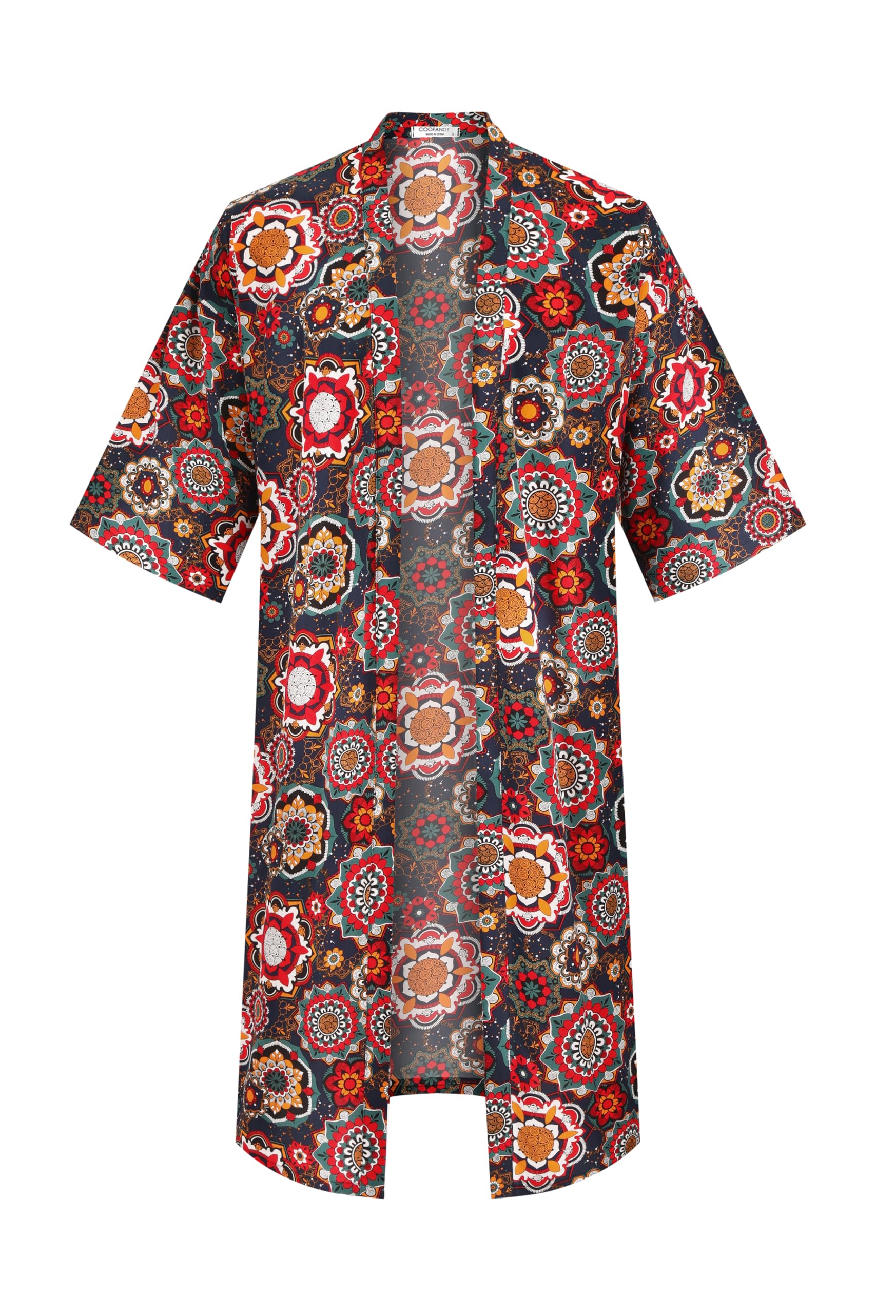 COOFANDY Kimono léger pour homme - Imprimé - Style japonais - Style décontracté - Long cardigan ouvert sur le devant - Vêtement d'extérieur