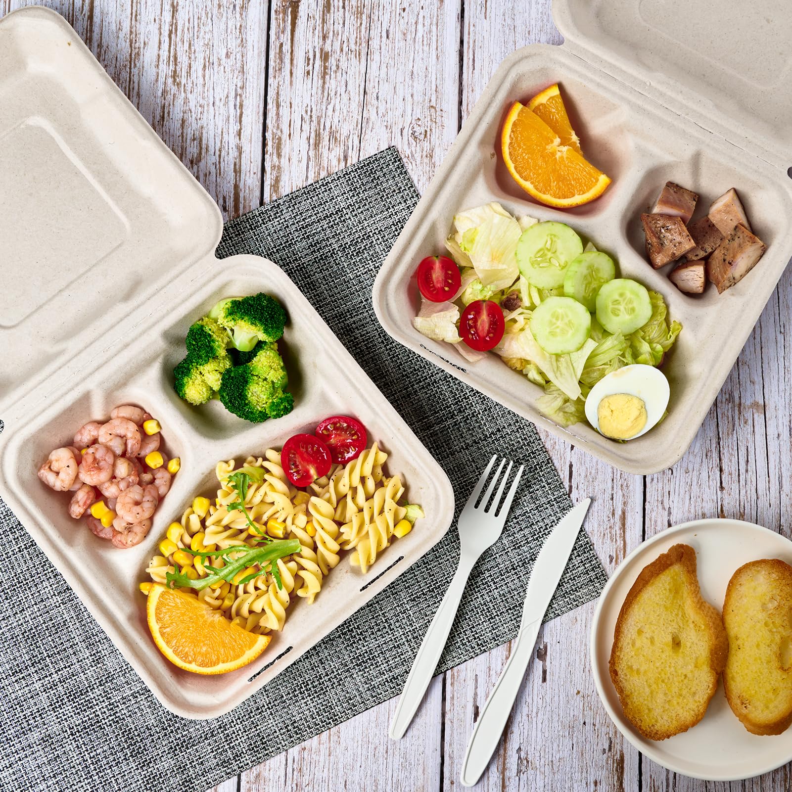 Snapklik.com : 50 Pack Clamshell To Go Containers, 100% Compostable ...