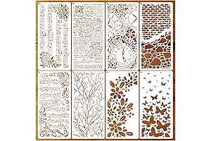 8 Pieces Stencils for Crafts Reusable Branches Musical Notes Stencil