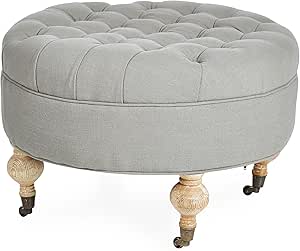 Amazon.com: James Round Ottoman, Gray, classic, Ottomans : Everything Else