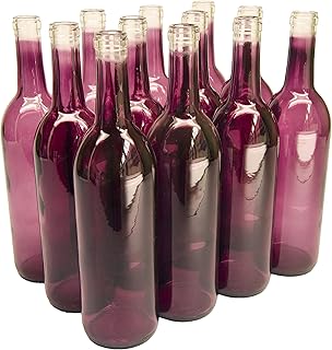 North Mountain Supply 750ml Glass Bordeaux Wine Bottle Flat-Bottomed Cork Finish - Case of 12 - Brandy Color