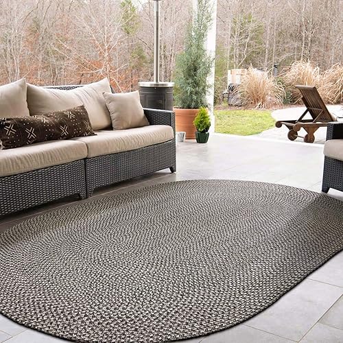 Vista 21 de DECOMALL Azure - Alfombras trenzadas para exteriores, alfombra ovalada para interiores, 3 x 5 pies, color gris