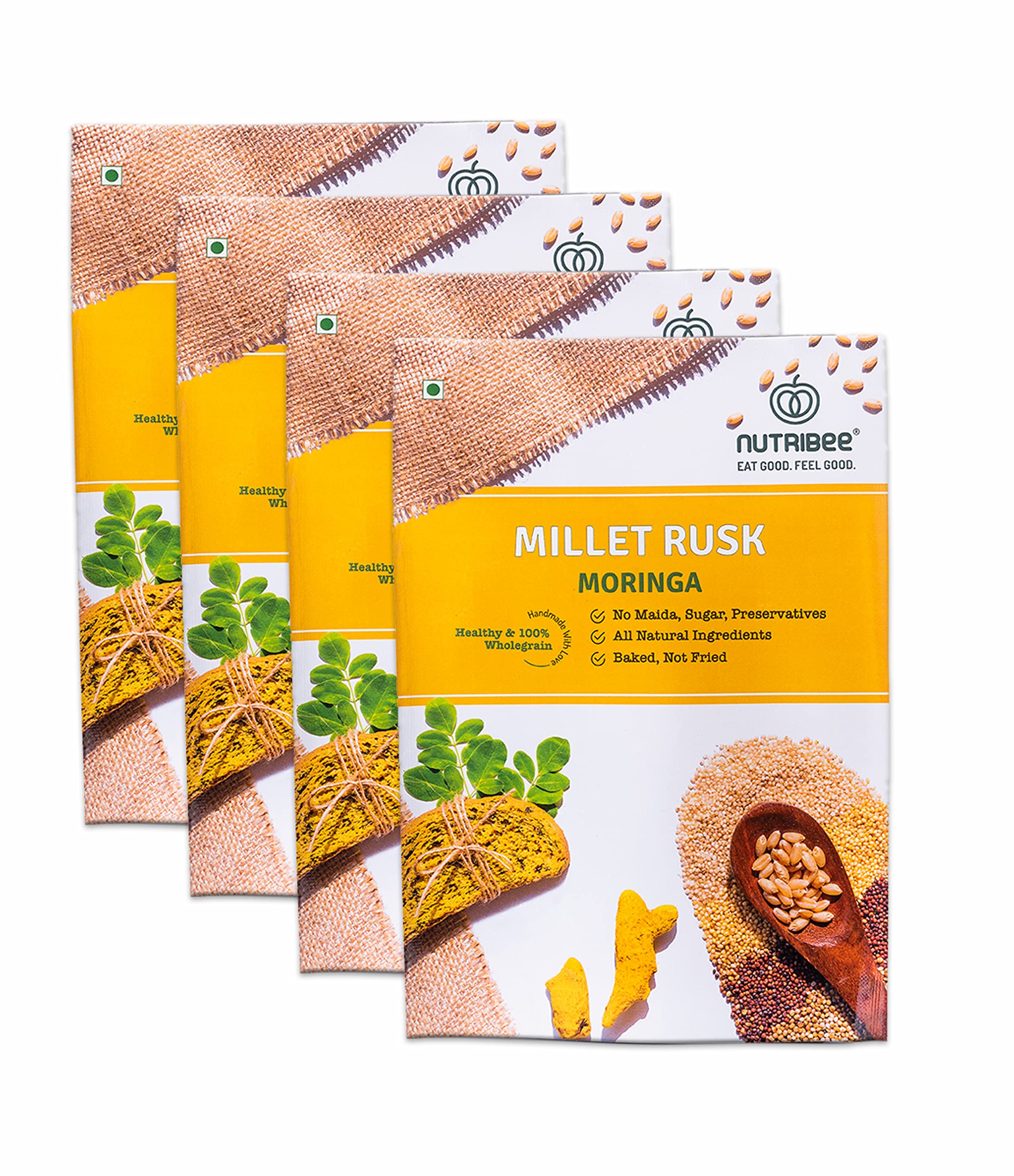 Nutribee 100% Multigrain Millet Rusk - Moringa Leaf | Refined Sugar-Free | Healthy Diet Toast | Immunity Boosting | No Maida and Sugar | No Preservatives | 840g (B08H8FWF6L) Amazon Price History, Amazon Price Tracker