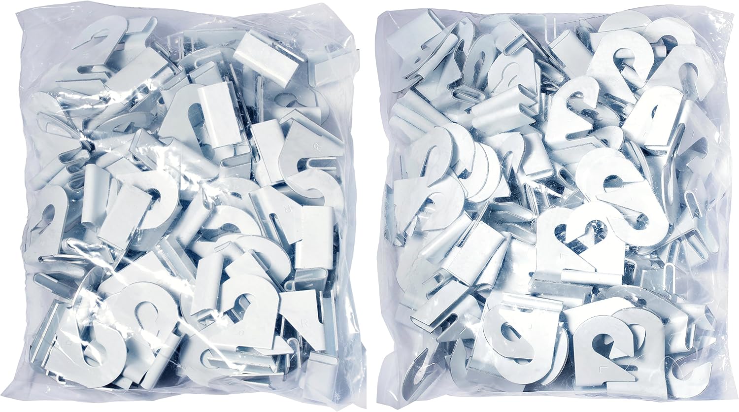 GlossyEnd Pack of 50 Pairs - High Strength Aluminum Two Piece Ceiling Hooks for Drop-Ceiling T-Bars, 50 Right and 50 Left, White Enamel Finish, Holds up to 15 lbs. 1" W x 1 ½"H
