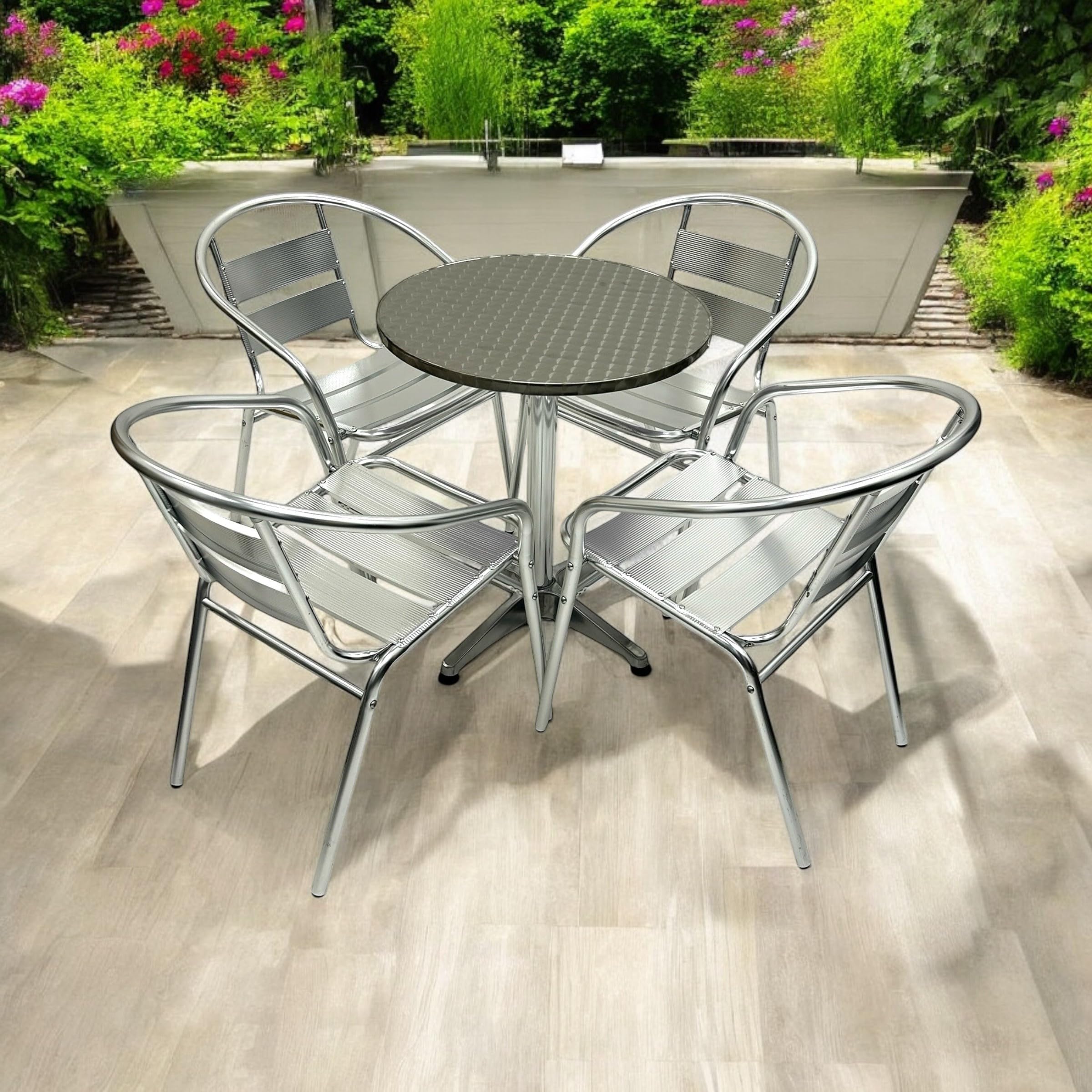 Aluminium Garden Furniture Set, Aluminium Bistro Furniture, 4 x Chairs, 1 x Table