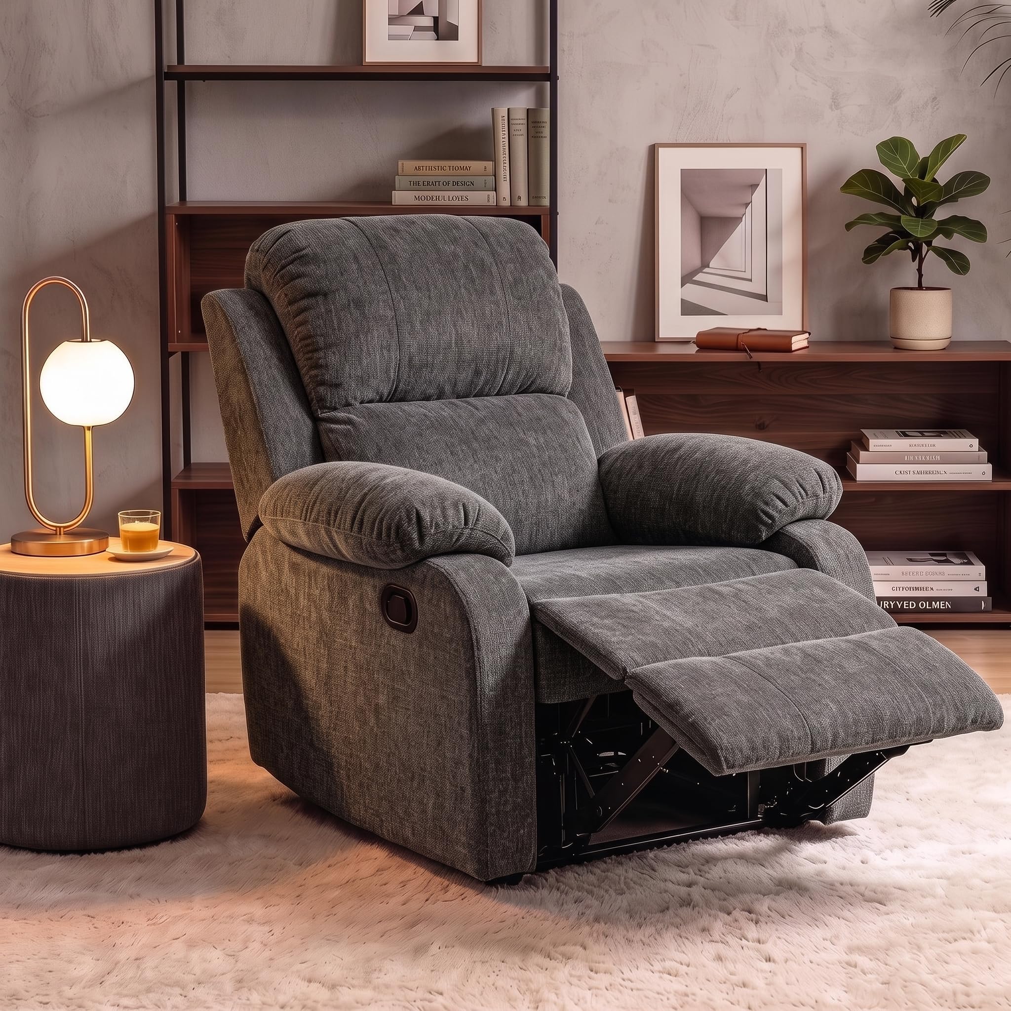 Single Manual Recliner Chair - Gray