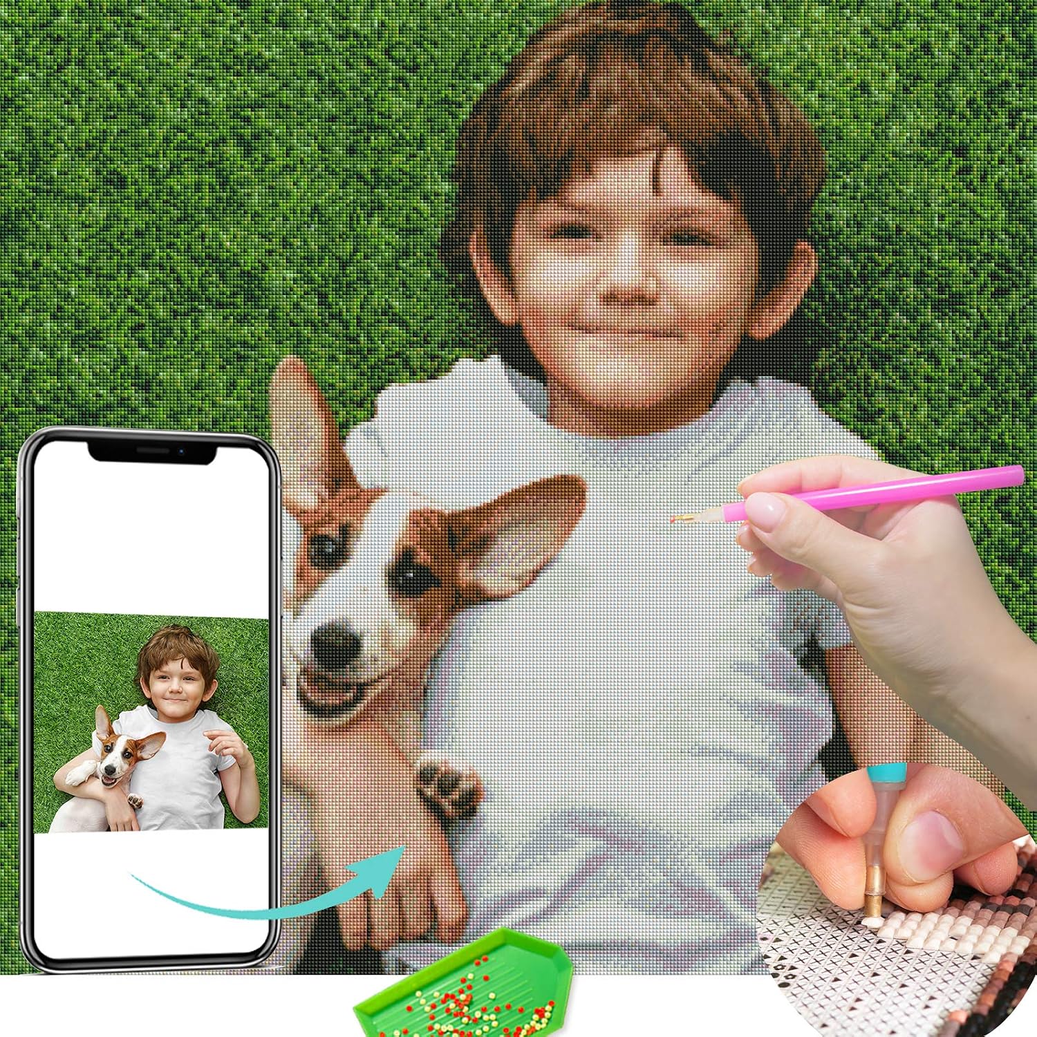 VATO Photo to Custom Diamond Painting Kits for Adults,Your Own Private Picture Personalized Customized Gift,Square Full Drill, (50X70cm/20x28in)