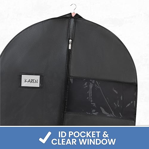 Miniatura 6 de Juego de 2 Bolsa de ropa negra para viajes y almacenamiento, transpirable con cremallera y agujero para los ojos, asas de transporte de 26 x 42 x 5