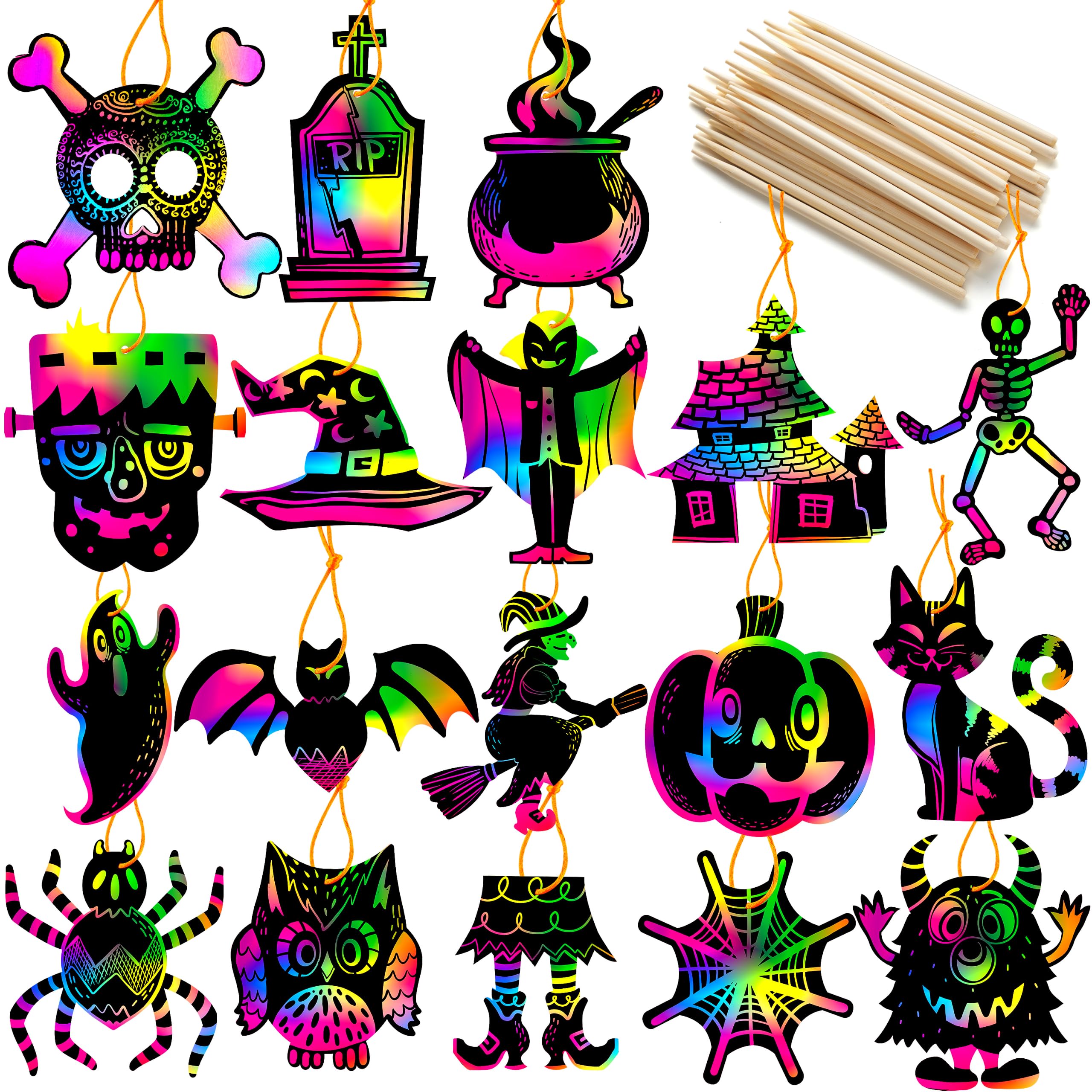 Amazon.com: JOYIN 72 Pcs Halloween Rainbow Scratch Art Crafts for