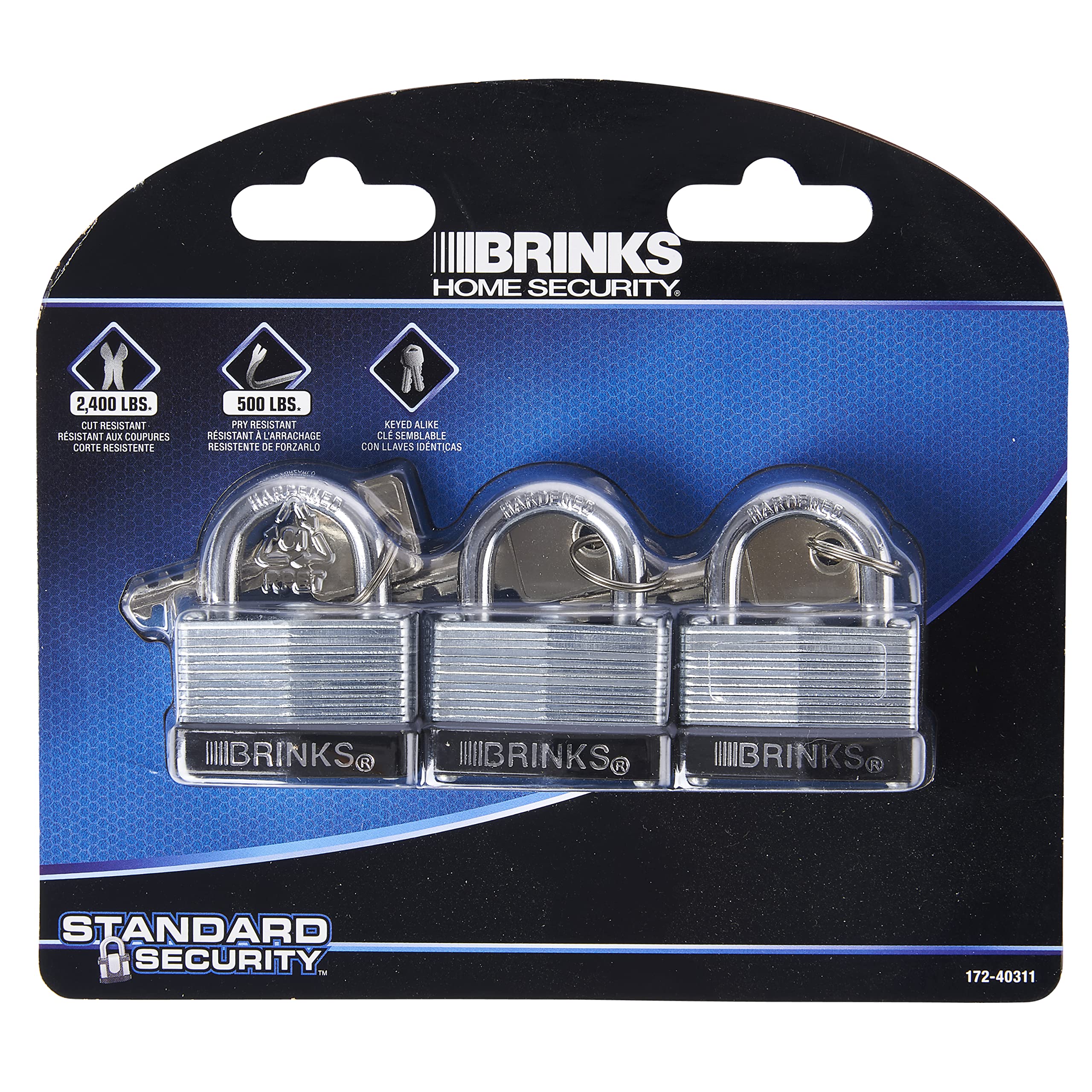 BRINKS 172-40311 Vorhängeschloss aus laminiertem Stahl, 40 mm, 3 Stück